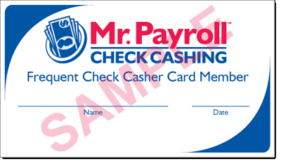 Mr Payroll Check Cashing Card (back)